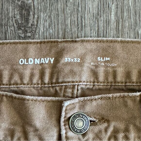 Old Navy Mens Tan Slim Straight-Leg Chino Pants Size 33x32 - Picture 3 of 3